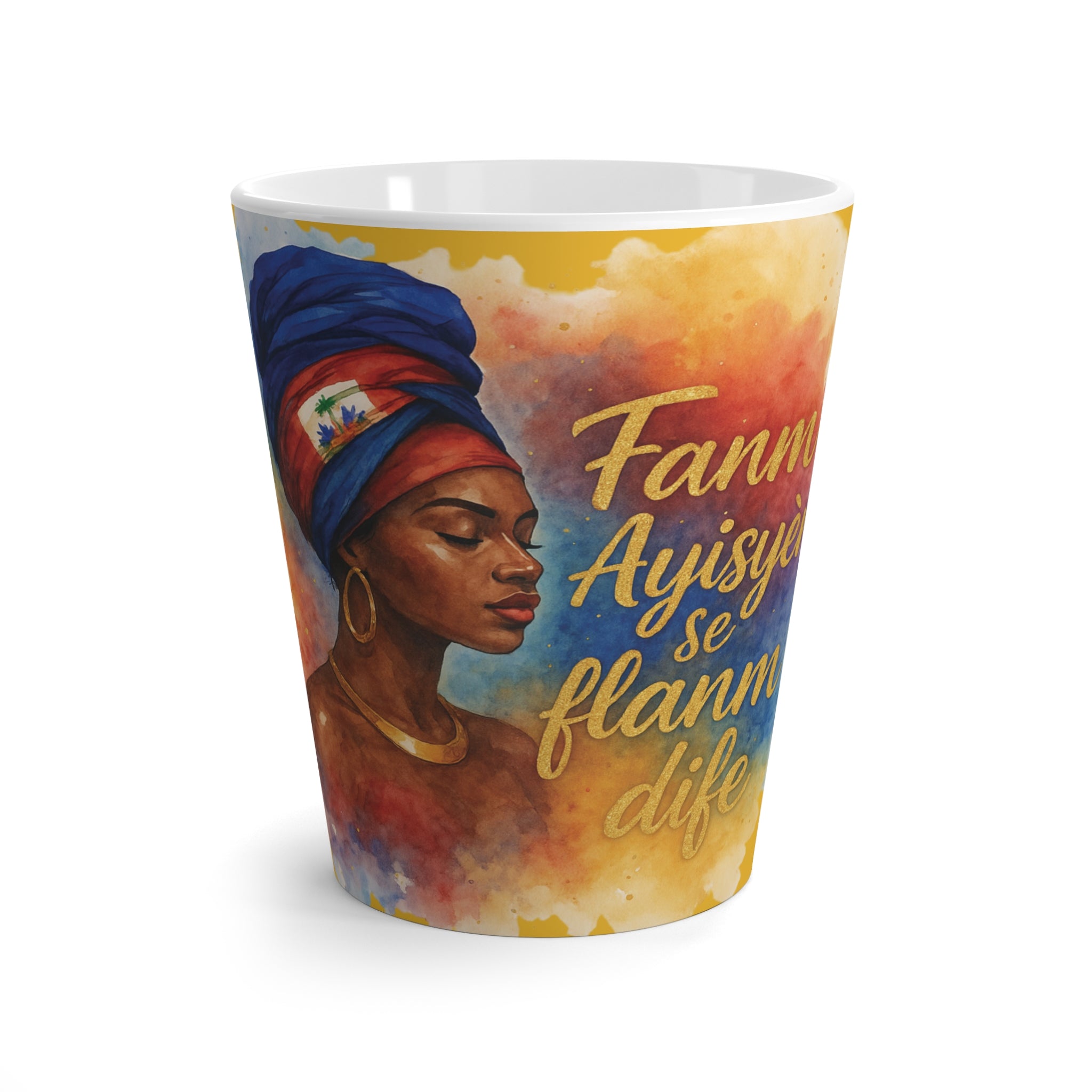 Culturally Inspired Latte Mug, Afrocentric Coffee Cup, Haitian Art Mug, Inspirational Gift, Unique Home Decor
