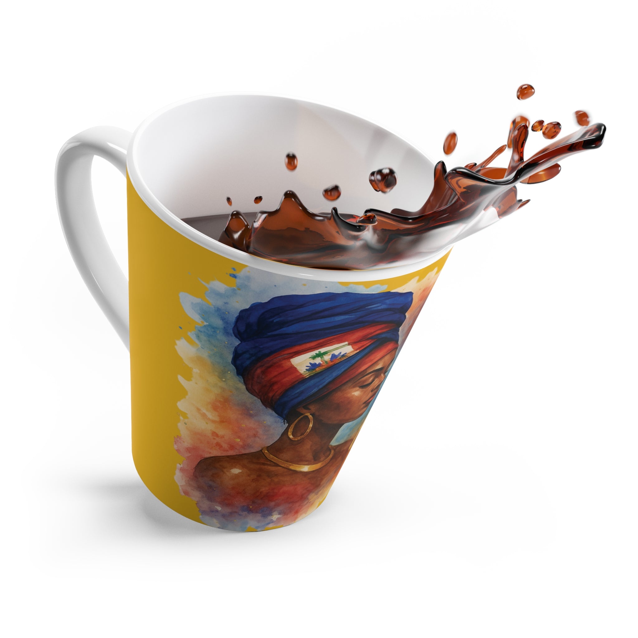Culturally Inspired Latte Mug, Afrocentric Coffee Cup, Haitian Art Mug, Inspirational Gift, Unique Home Decor