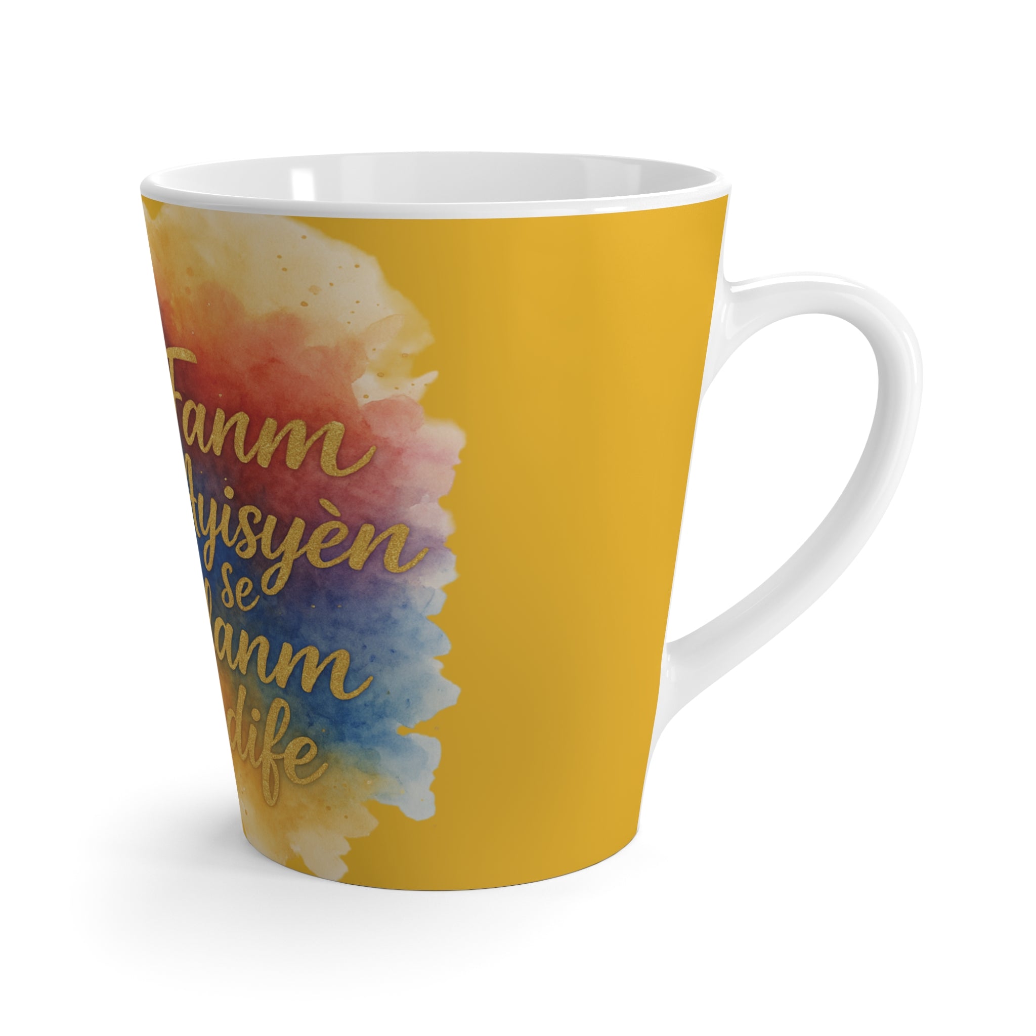 Culturally Inspired Latte Mug, Afrocentric Coffee Cup, Haitian Art Mug, Inspirational Gift, Unique Home Decor