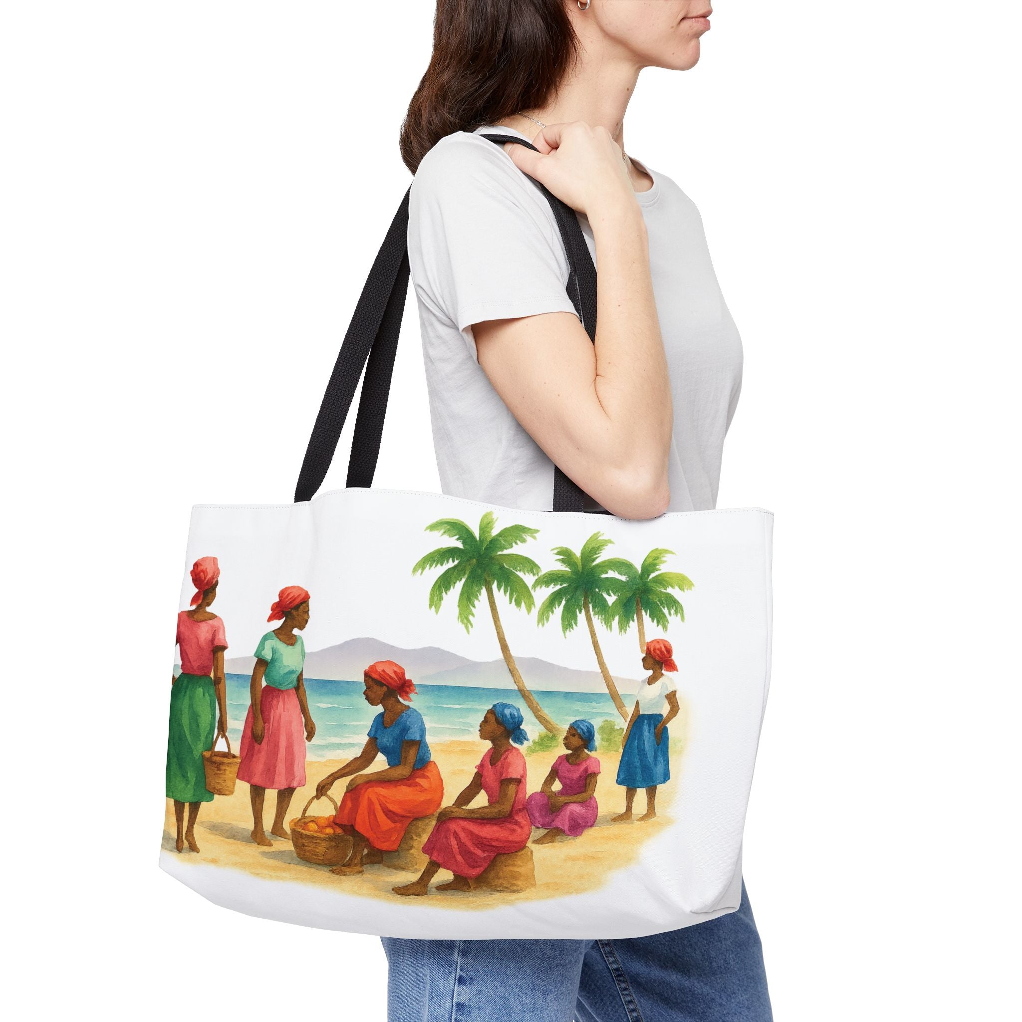 Vibrant Beach Weekender Tote Bag, Stylish Carryall for Travel, Beach Days, Shopping, Casual Outings, Tropical Art Design
