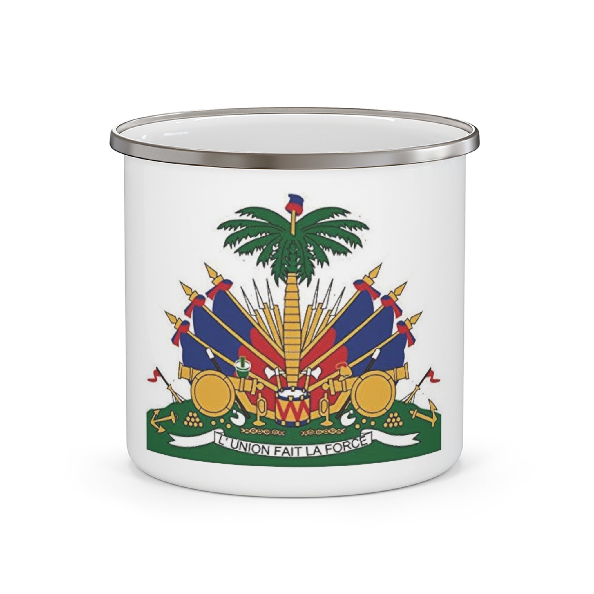 Colorful Haitian Enamel Camping Mug - Perfect for Adventure Lovers